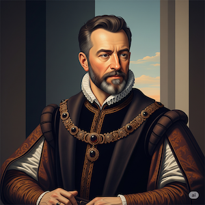 A portrait in Renaissance style with modern digital art
